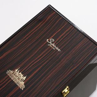 新款钢琴烤漆红酒礼盒包装盒单双瓶红酒木盒子2支装葡萄酒箱
