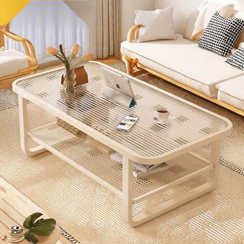 茶几客厅家用2025新款轻奢高级感小户型奶油风茶桌钢化玻璃小茶台