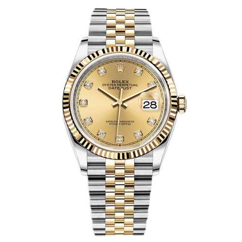 全套[9.8新]劳力士日志型钢/18k黄金自动机械手表男126233金面