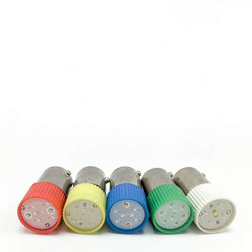 BA9S LED灯珠指示灯泡B9彩色卡口螺口E10 6.3v12v 24V110v220v380