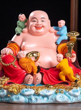 客厅弥勒佛家用佛像笑佛菩萨招财树脂摆件五子弥勒佛神像五子登科