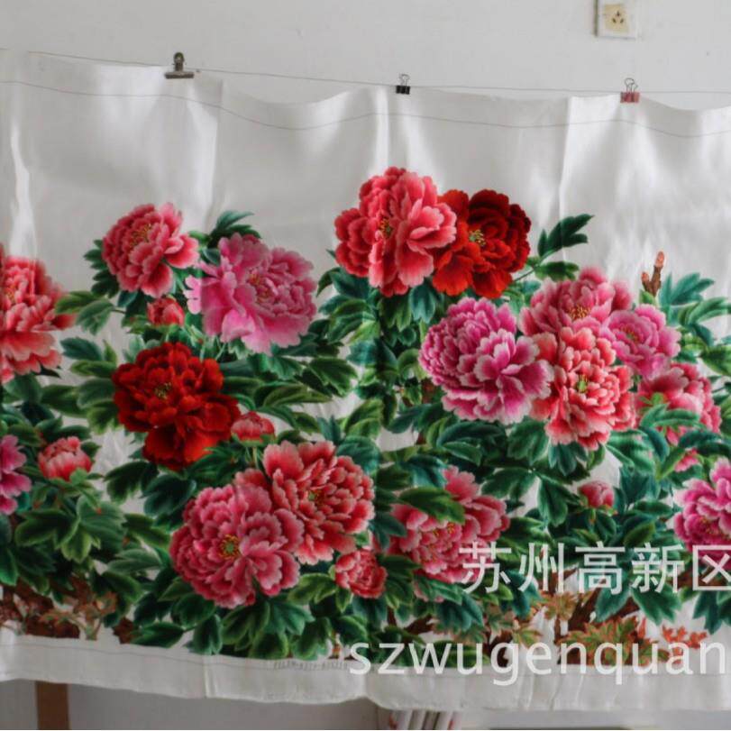 苏绣工艺品客厅会议室装饰画新款手工刺绣牡丹绣片