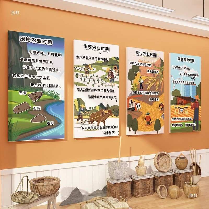 幼儿园环创农耕业具主题文化馆墙面装饰成品材料走廊楼梯背景布置