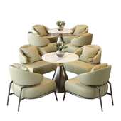 咖啡厅沙发店板轻岩圆形单人接待组合桌椅4s茶几酒店售楼处洽谈奢