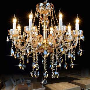 欧式2026新款别墅客厅水晶大吊灯轻奢挑空自建房复式楼梯间长吊灯