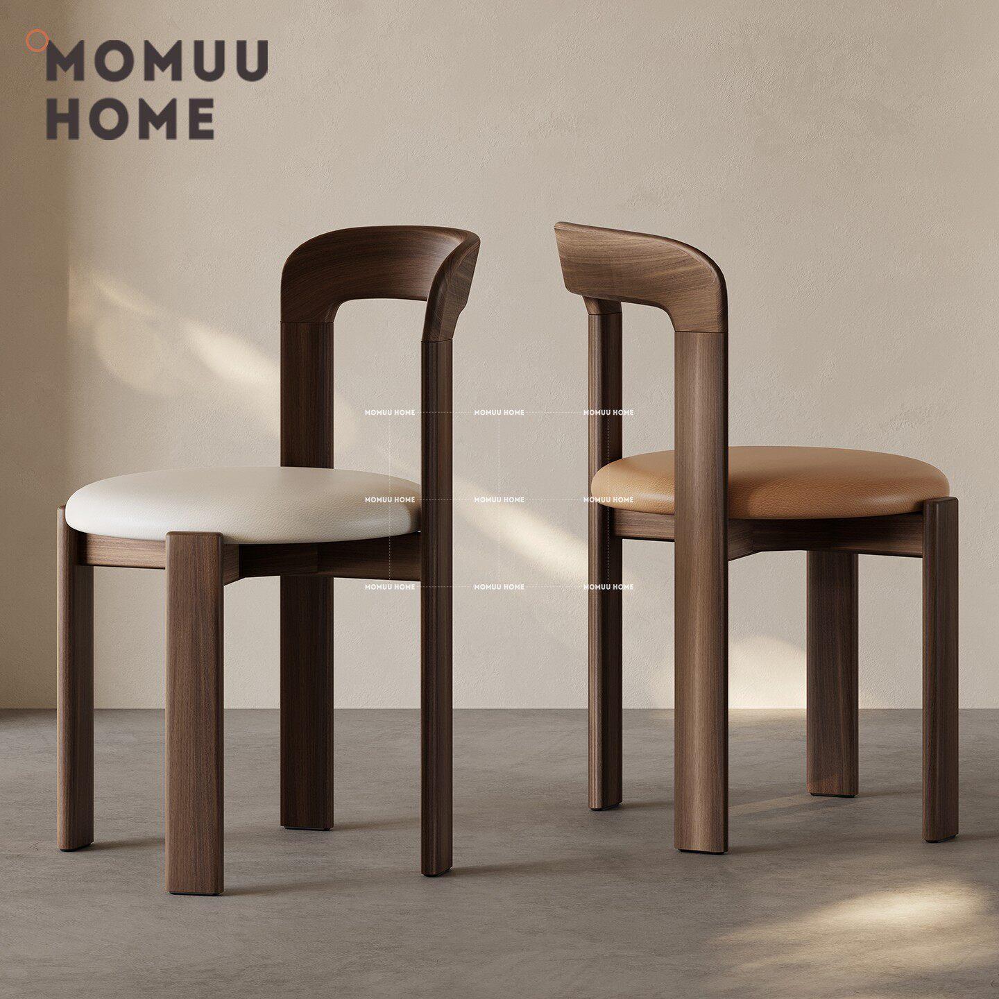 MOMUU HOME中覆古风皮艺餐椅欧式轻奢卧室书桌书桌椅饭厅实木餐椅
