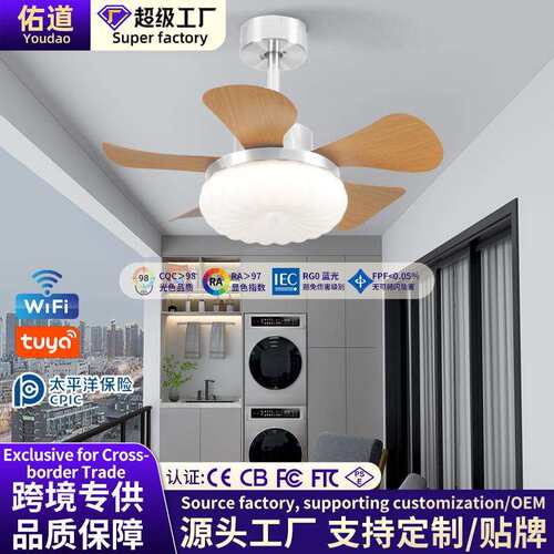 家用一体复古风扇灯餐厅阳台书房吊扇灯简约28寸小空间吸顶风扇灯