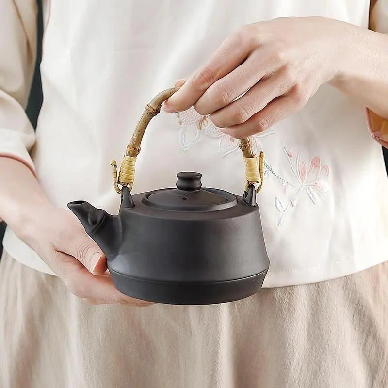 围炉煮茶茶壶家用室内大容量碳烤壶黑晶炉陶瓷煮茶壶户外煮水壶