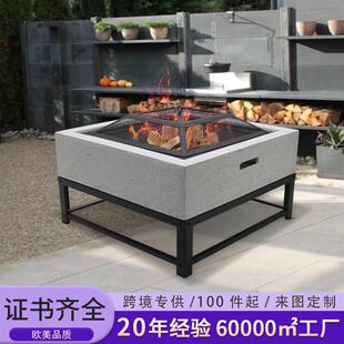 户外庭院围炉烤火炉金属仿氧化镁取暖炉燃木柴火炉烧烤暖炉