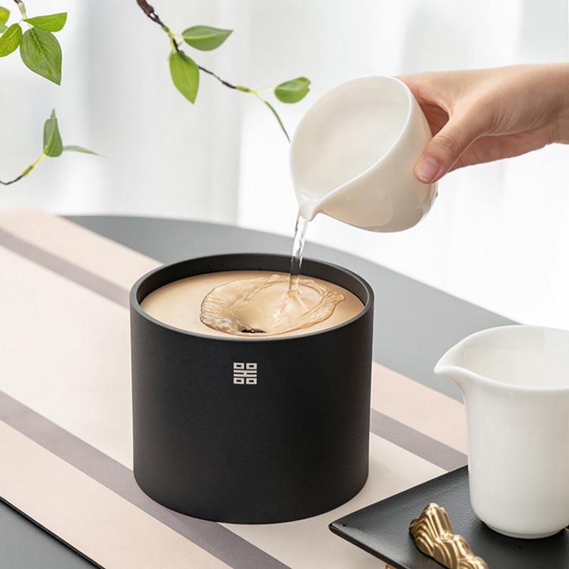 铜木香茶渣缸建水茶洗缸带盖子大号高端笔洗水洗不锈钢水盂茶具配