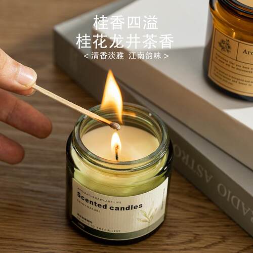 桂花香薰蜡烛室内家用卧室持久茶香小众高级助眠安神浪漫香氛薰香