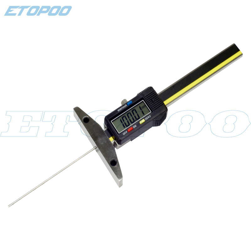 数显深度尺 0-/50/100MM 细杆深度尺 小孔深孔轮胎 花纹深度尺