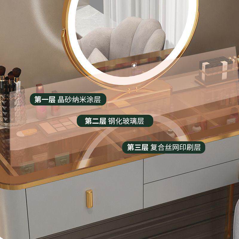 智能无线充电卧室梳妆台轻奢网红ins风化妆台现代简约公主花状桌