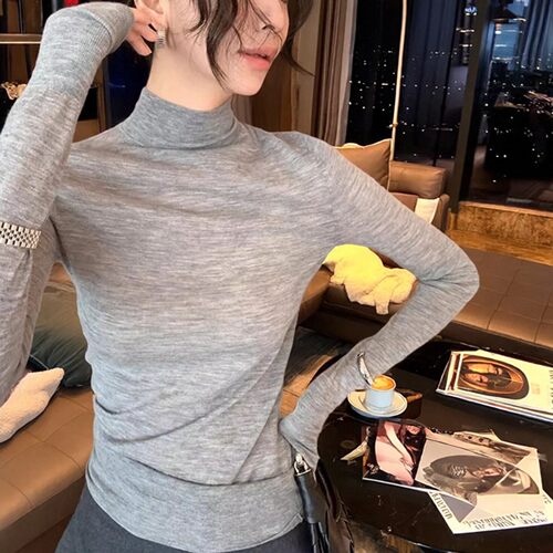 DORACTR 康赛妮 80s精纺羊毛针织打底衫女2025新款秋冬半高领毛衣