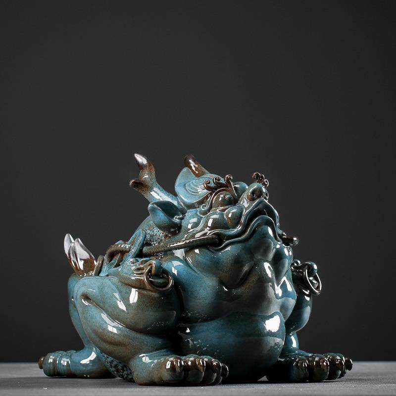 曾国清大师作品三足金蟾招财摆件陶瓷大号客厅店铺开业送礼工艺品