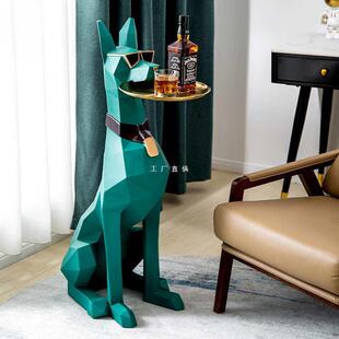客厅大型落地狗摆件电视柜旁托盘家居装 饰品轻奢乔迁新居礼品