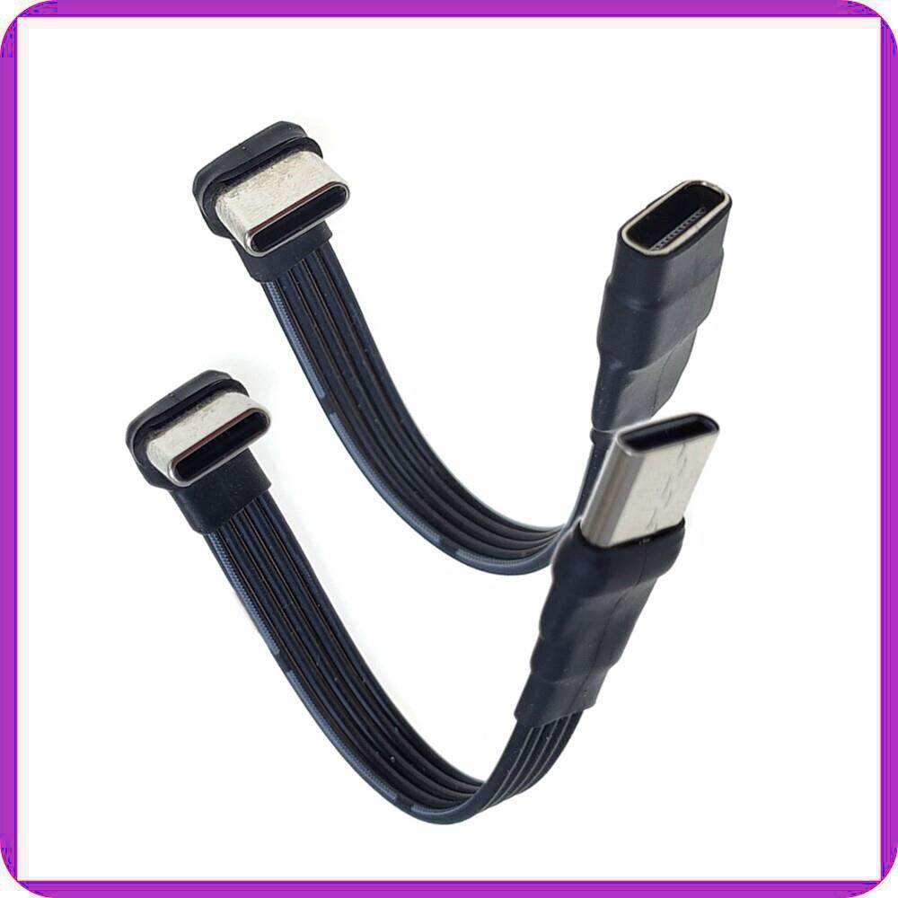 TYPE-C公对公 USB-C手机数据供电线扁平快充短线弯头双面延长线