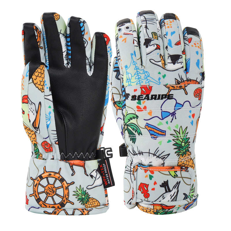 男童怡雪防水耐磨防风户外派searipe女童儿童滑雪保暖手套透气