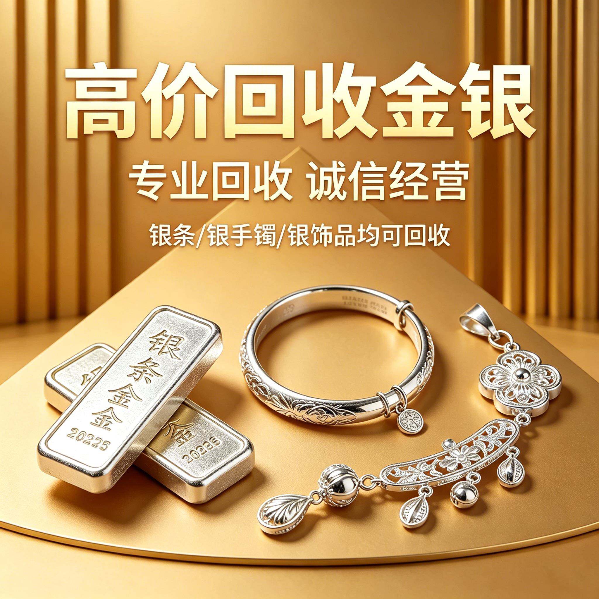 回收黄金999足金925白银饰品990铂金950回购18k彩金AU750白金首饰