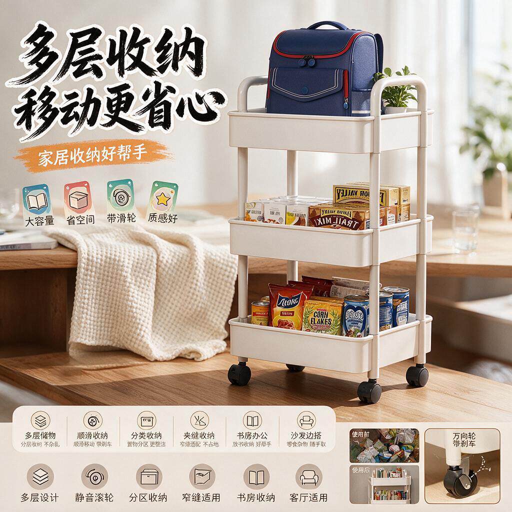 玩具收纳整理架储物架置物架推车多层落地移动浴室卫生间零食书架