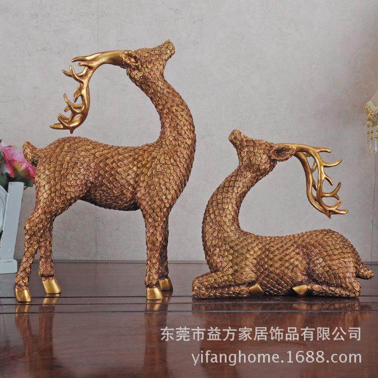 欧式树脂工艺品摆件 欧美风格家饰 站姿卧姿情侣鹿摆件 家居摆设