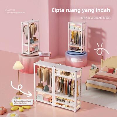 DIY shelves, simple wardrobes, open angle steel hangers, sto