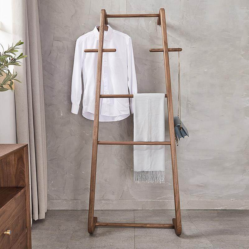 正品佐必林室全实木衣帽架黑胡桃木靠中衣墙落地置物架新卧式简约