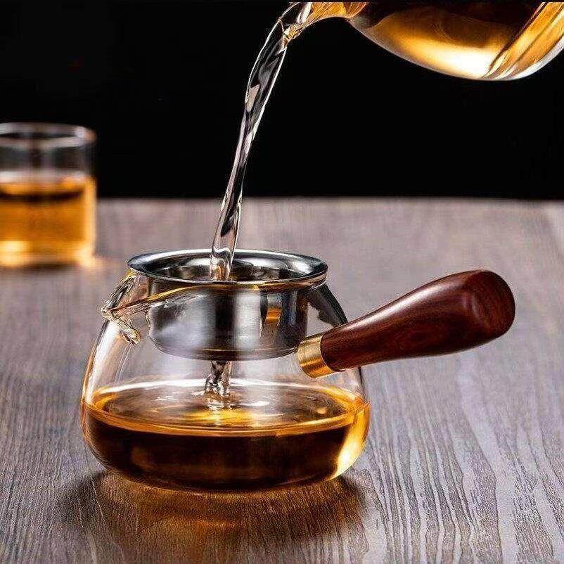 侧把直觉壶加厚耐热玻璃过滤煮茶器家用茶具套组黑晶炉煮茶冲茶器