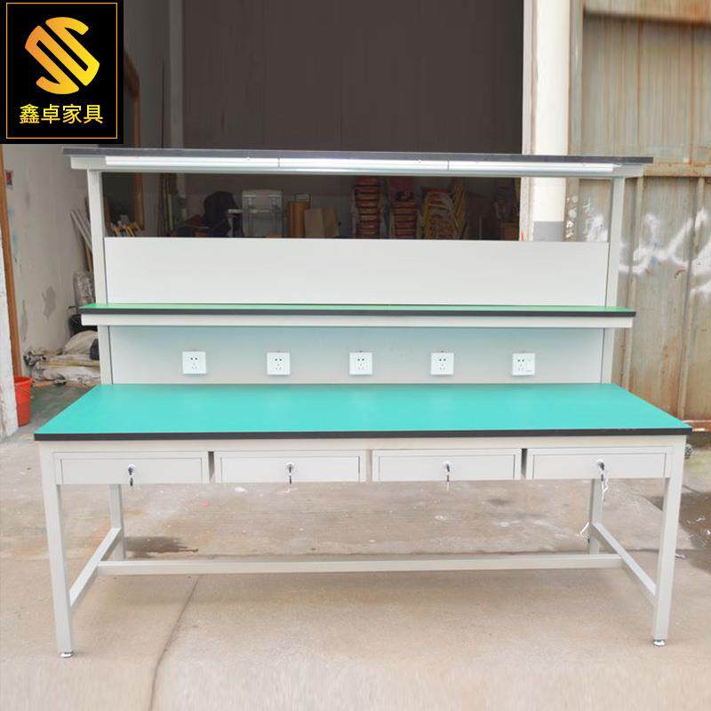 厂家直销双面防静电工作台车间流水线操作台带灯钳工维修台