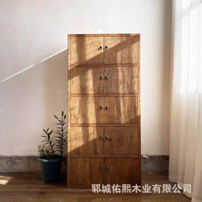 复古老榆木收纳柜民宿酒店仿古衣柜多层斗柜靠墙餐边柜整理柜