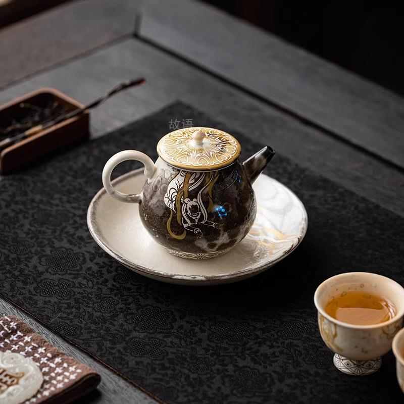 柴烧手作敦煌飞天舞女纯手工陶瓷茶具茶壶家用复古泡茶壶单壶送礼