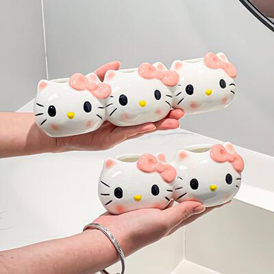 可爱kity猫电动牙刷架陶瓷置物架牙膏架洗漱台家用收纳牙刷底座