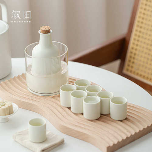 叙旧 INS奶油黄陶瓷家用烫酒壶老式温酒器冰清酒分酒具白酒杯套装