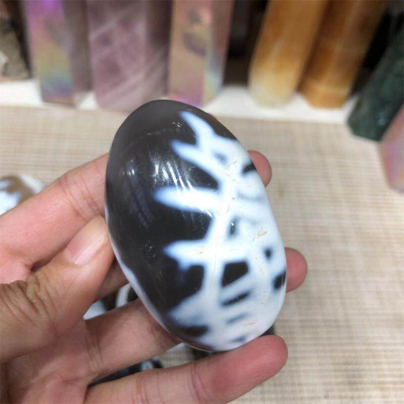 天然花玛瑙把玩虎鲸玛瑙把玩手把件办公家居装饰摆件大颗粒裸石