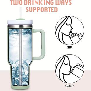 Handle Straw 1200ml Insulated Steel with Stainless Tumbler