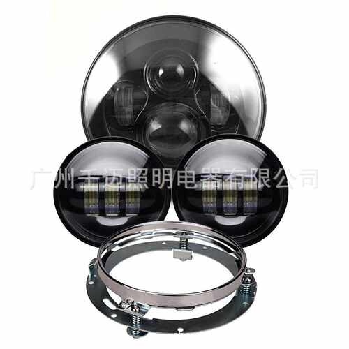 适用哈雷前大灯套装60W哈雷摩托车改装哈雷头灯哈雷机车大灯