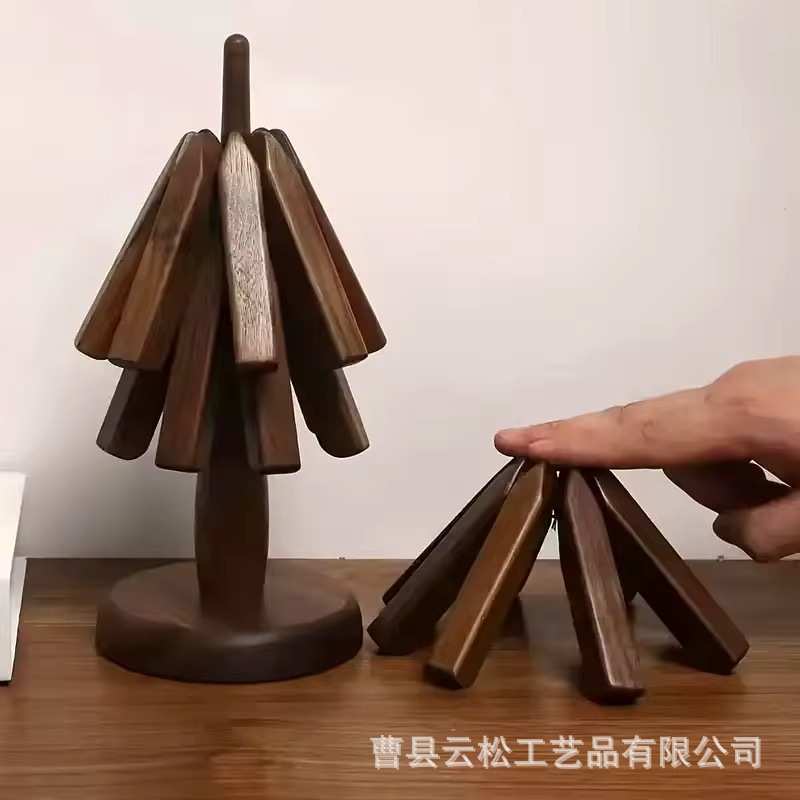 小树林垫家用烫木摆件可爱防隔热杯餐原木垫黑胡桃垫桌面茶托创意
