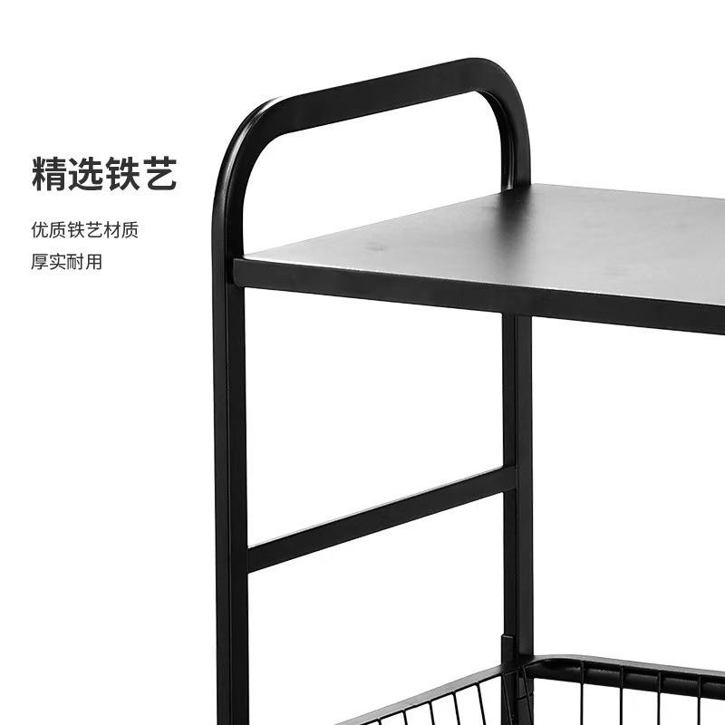 黑色五层置物架客厅厨房置物架多层收纳篮可以移动多功能小推车