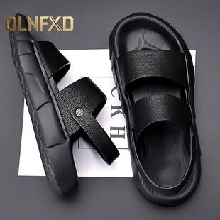新款 夏季 真皮透气软底休闲沙滩鞋 外穿两用凉鞋 OLNFXD凉鞋 拖鞋 男士