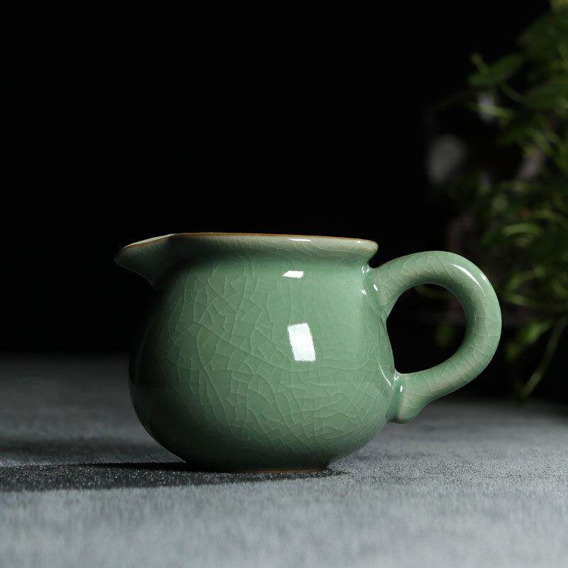 青瓷公杯龙泉市哥窑冰裂纹公道杯陶瓷分茶器功夫茶具茶海茶道配件