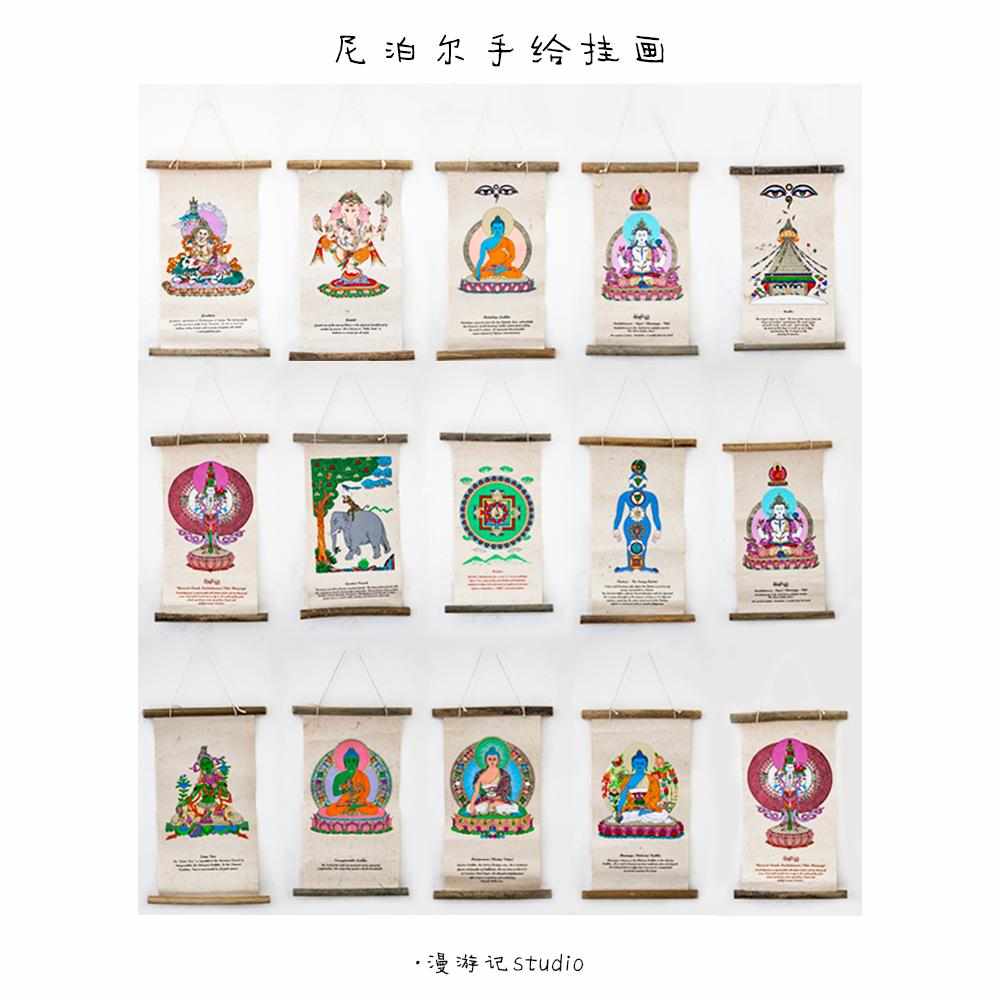 尼泊尔手工绘制唐卡挂画藏传民族风装饰壁画客厅书房卧室玄关墙饰图片