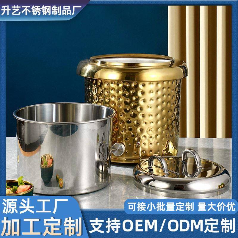商用大容量耐温圆形保温分体式锤纹定制电加热汤炉粥桶家用酒店