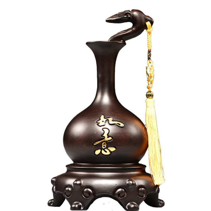 黑檀木雕如意花瓶富贵平安摆件家居客厅电视柜装饰工艺品乔迁送礼,家居饰品,木雕,淘宝优惠券,粉丝福利购,淘宝优惠卷