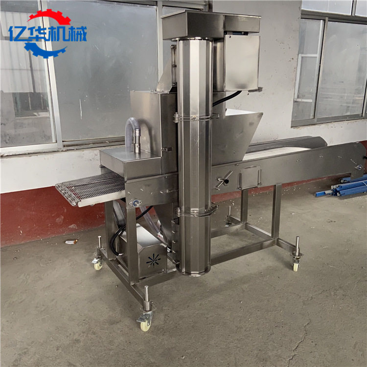 大鸡排上糠机 鸡排上月牙糠设备 600型绞轮循环式鱼排裹糠机