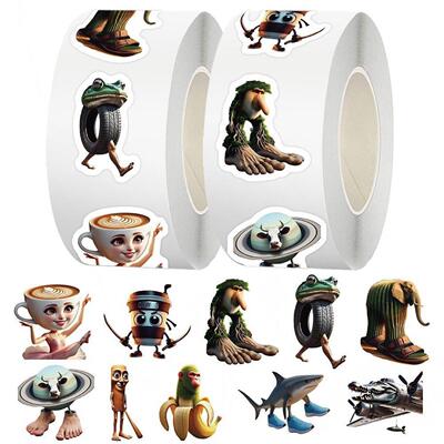 500pcs/Roll Italian Brainrot Meme Stickers Funny Abstract Tu