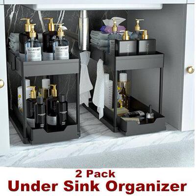 Under Sink Organizer Sliding Bathroom Kitchen Organization
