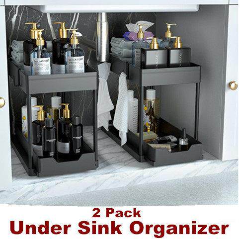 Under Sink Organizer Sliding Bathroom Kitchen Organization