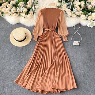 and light waist dress women slimming style Folded mature