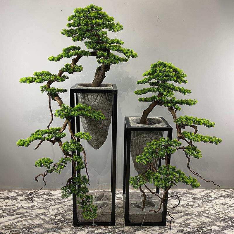新中式迎客松落地摆件树松树客厅玄关花架盆栽绿植装饰品造景