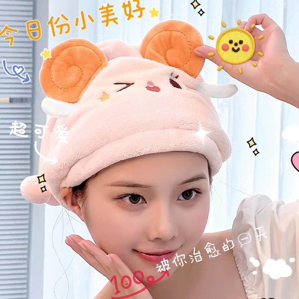 卡通牧羊星星干发帽微米纱公主帽珊瑚绒吸水干发巾跨境贸易